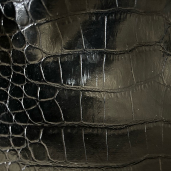 Saks Fifth Avenue Black Faux Leather Tote Bag Dual Handles Vintage - Picture 5 of 9